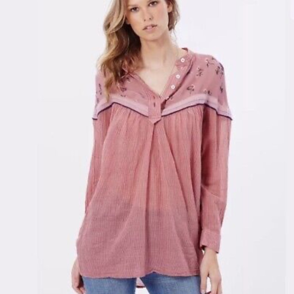 Free People Hearts and Color Rose Pink Tunic